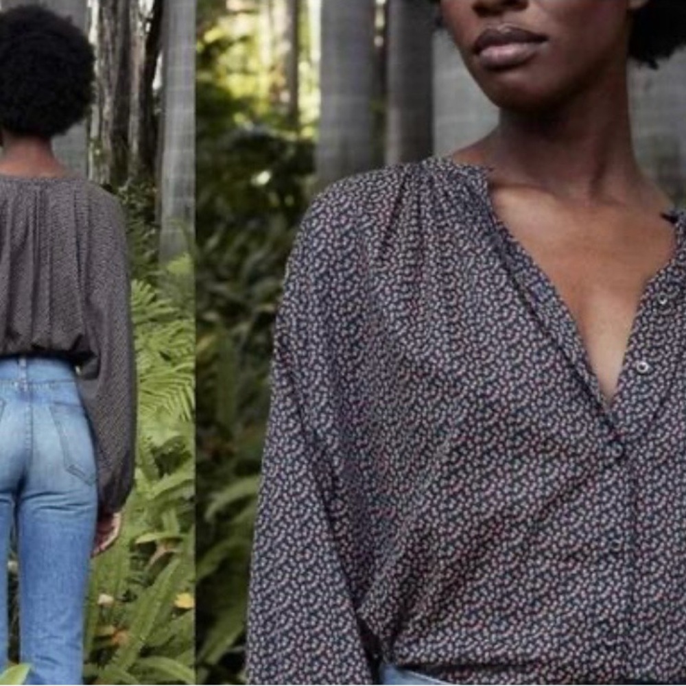 Doen Navy Bisou floral Jane Blouse
